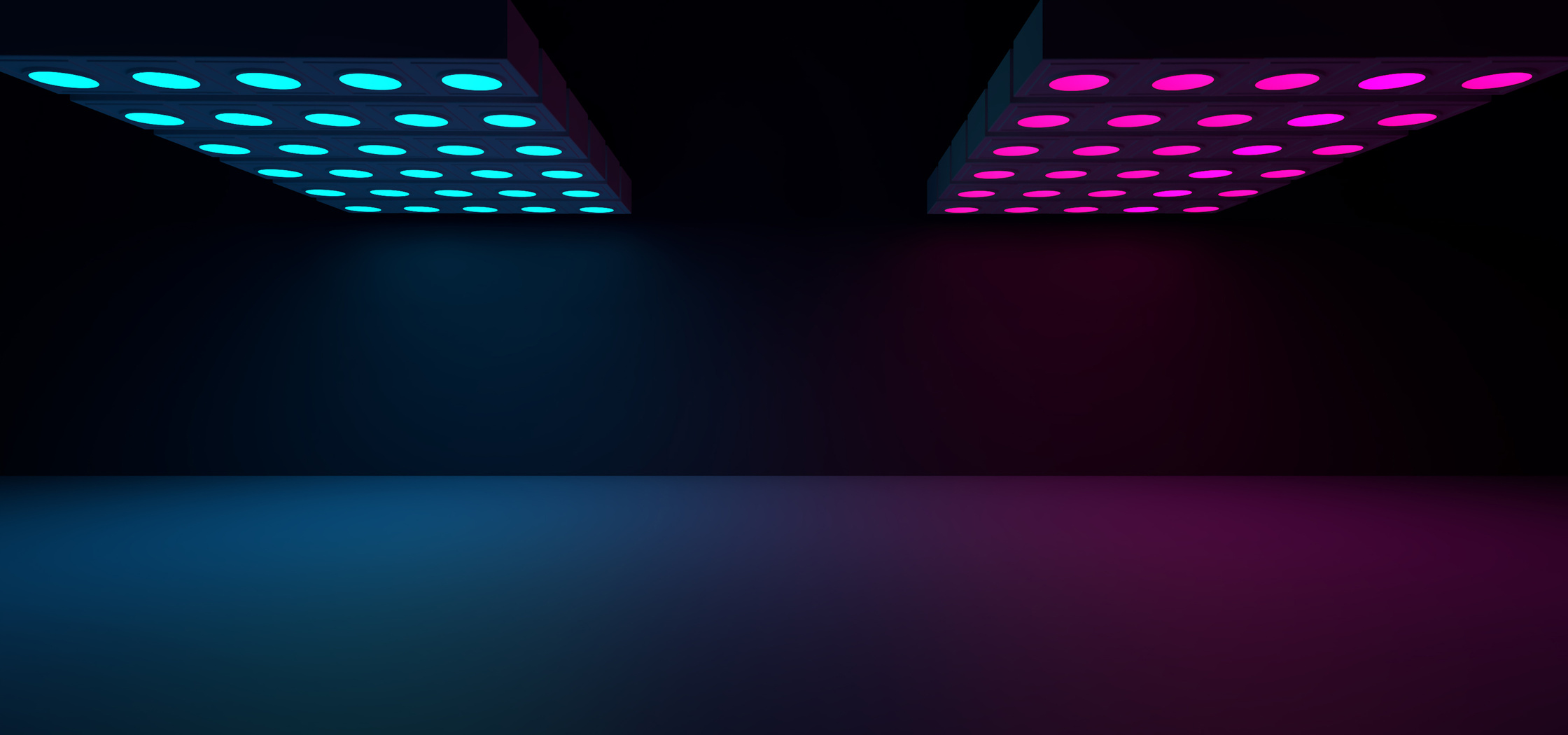 Abstract neon light floating on podium cyberpunk concept